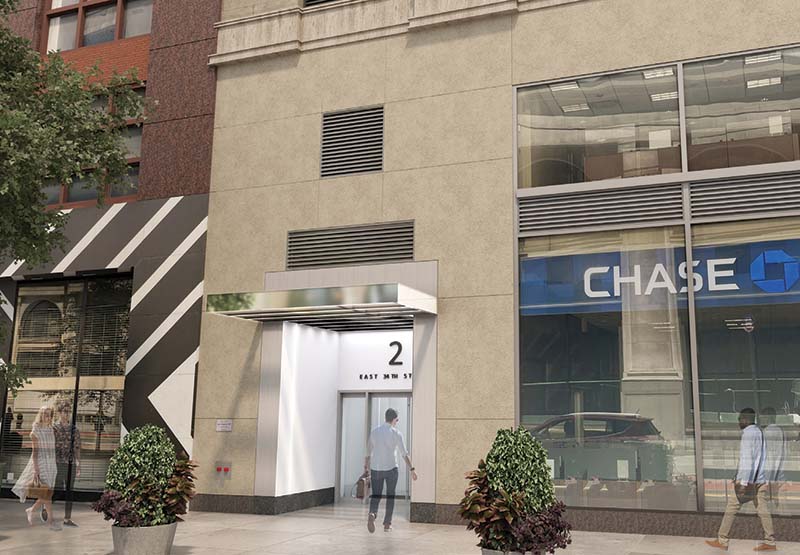 Rendering of new commercial entrance at 349 Fifth Avenue - Zar Property NY