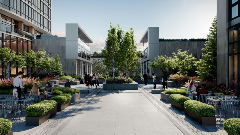 Rendering of outdoor courtyard at One Clinton Park - Courtesy of RXR Realty