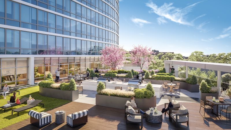 Rendering of outdoor terrace at One Clinton Park - Courtesy of RXR Realty