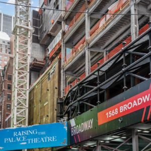 View of the construction site at TSX Broadway