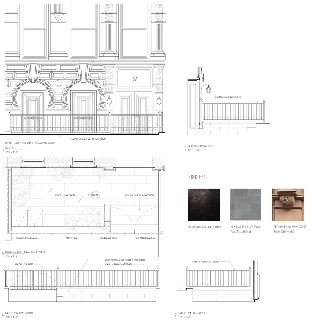 Changes to the front garden and facade at 51 West 70th Street