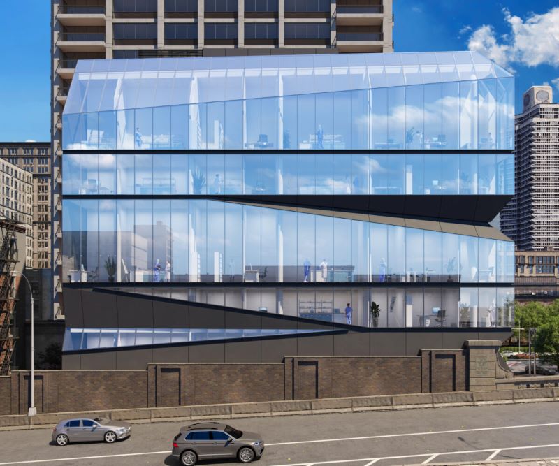 Rendering of 308 East 59th Street, view from the Queensboro Bridge onramp - INOA Architecture