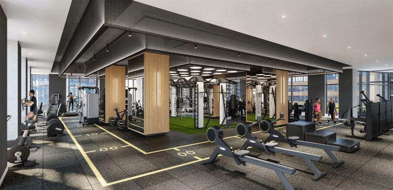 The fitness center at Haus25