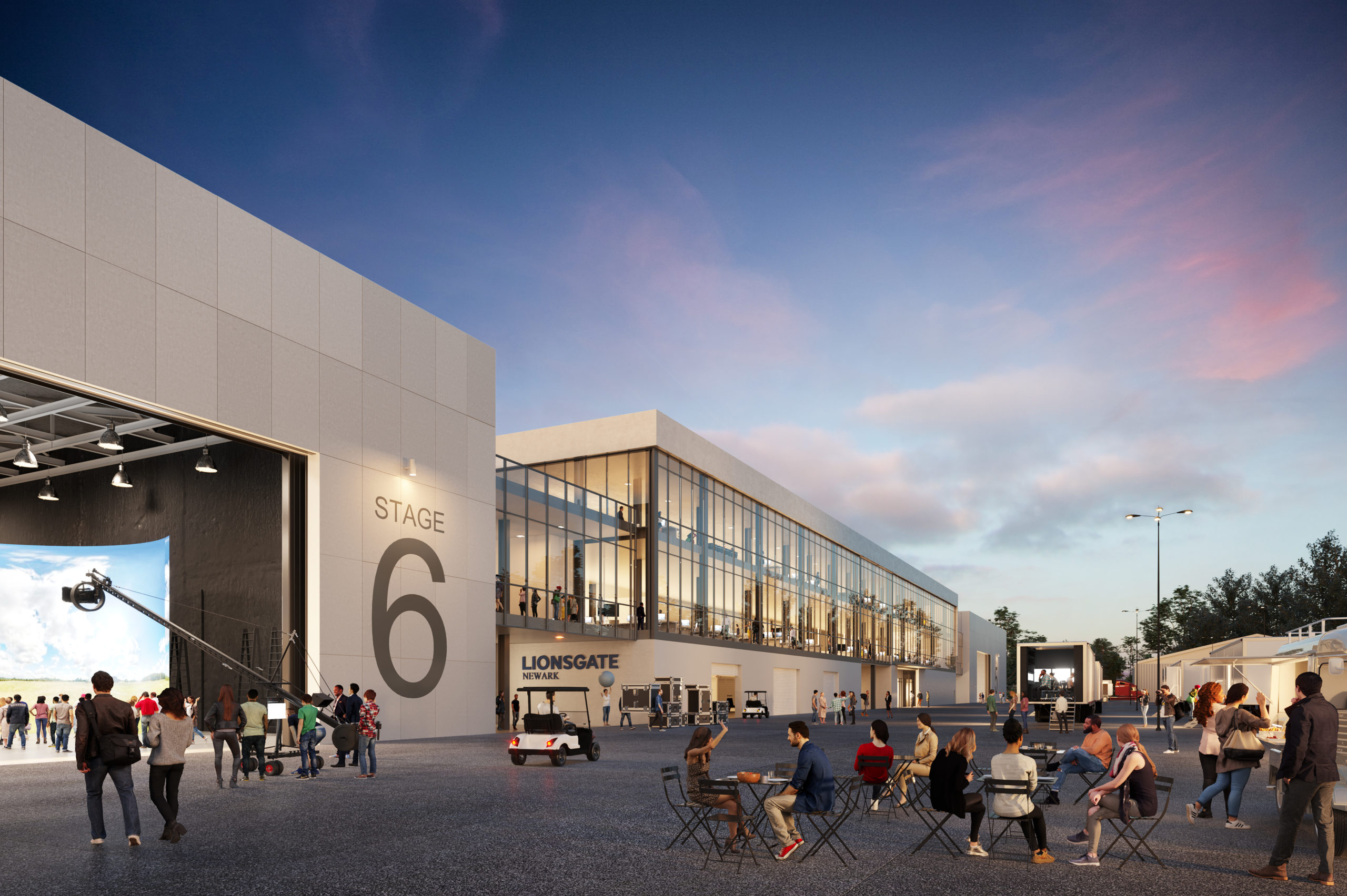 Street-level rendering of Lionsgate's new studio and production facility in Newark, New Jersey - Courtesy of Great Point Studios