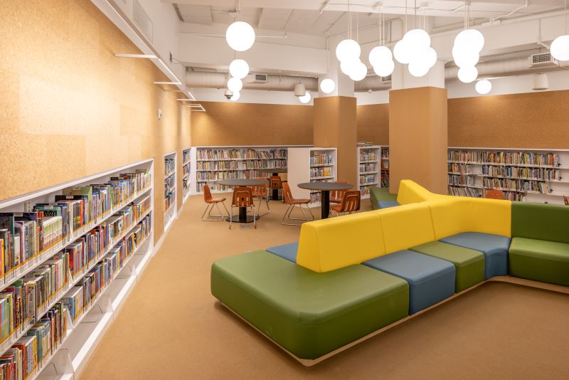 View of reading areas inside the new Brooklyn Heights Public Library - Photo by Gregg Richards, Courtesy of Brooklyn Public Library