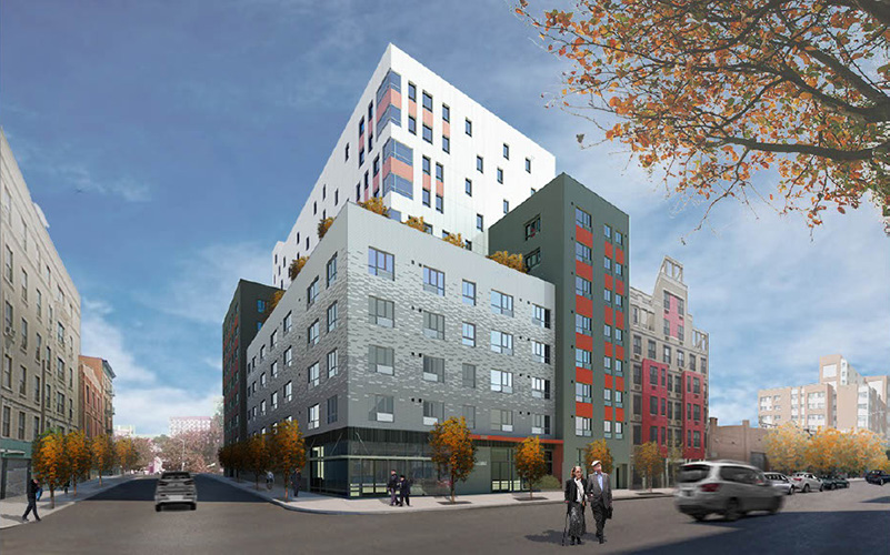Rendering of the Trinity Reverend William James Senior Apartments at 1074 Washington Avenue - Curtis + Ginsberg Architects