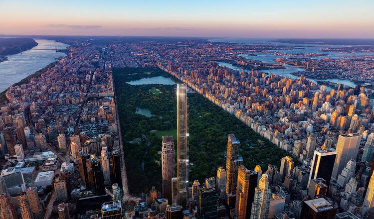 Aerial rendering of Central Park Tower - Courtesy of Extell