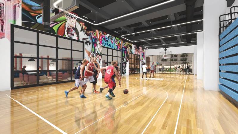 Rendering of the new tenant-only basketball court at the Empire State Building - Courtesy of Empire State Realty Trust