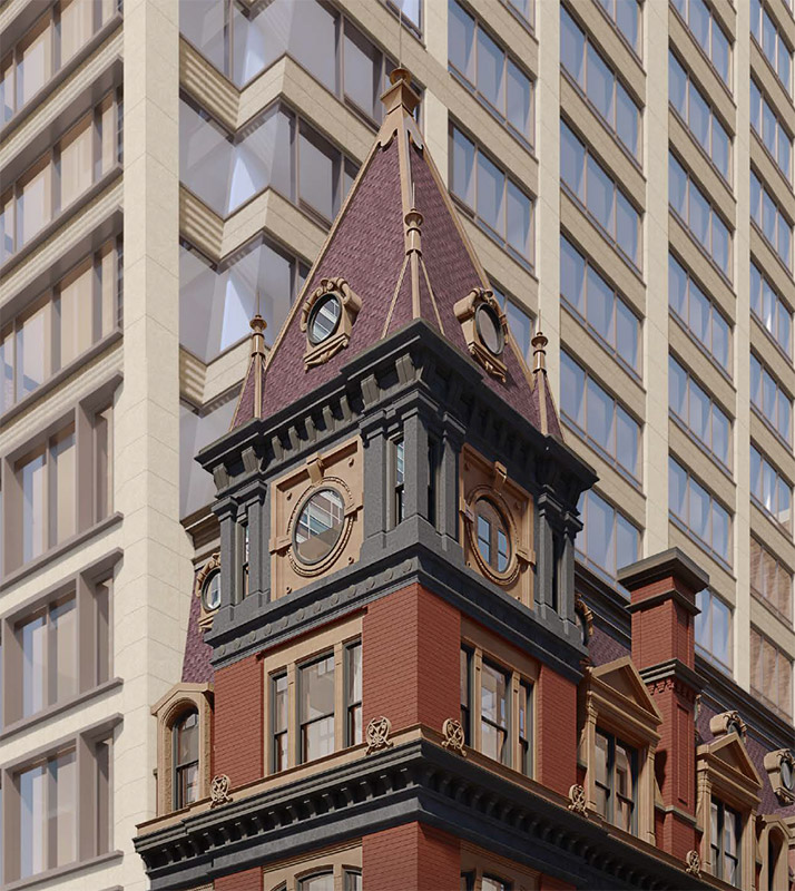 Rendering of restored turret at 251-253 Fifth Avenue