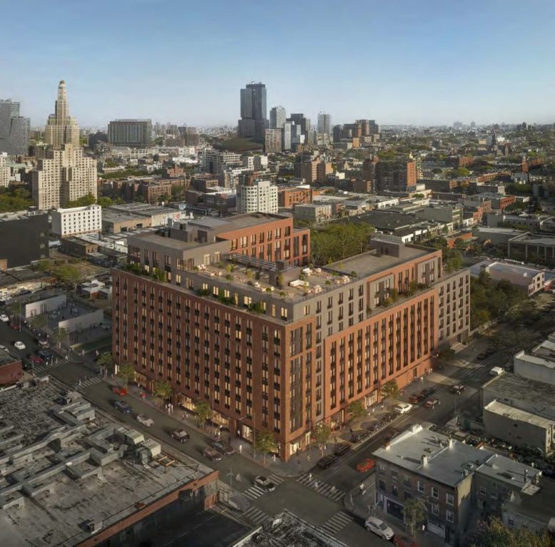 Aerial rendering of 540 DeGraw Street - Handel Architects