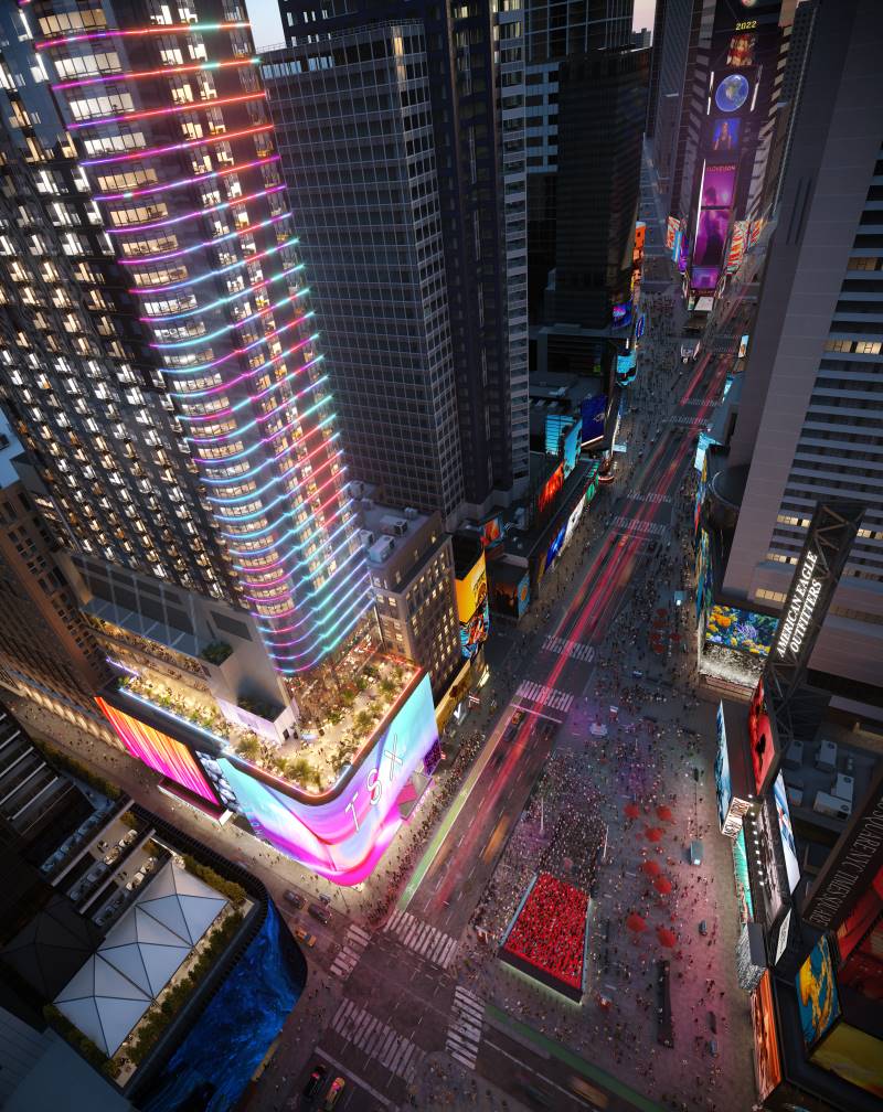 Aerial view of Tempo by Hilton in Times Square - Courtesy of L&L Holdings
