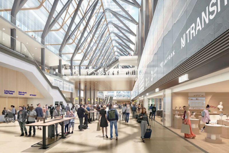 Interior rendering of spaces within the new Penn Station