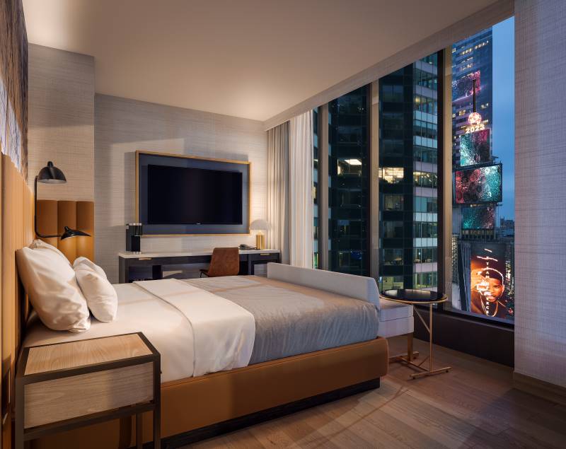 Model guest room at Tempo by Hilton in Times Square - Courtesy of L&L Holdings