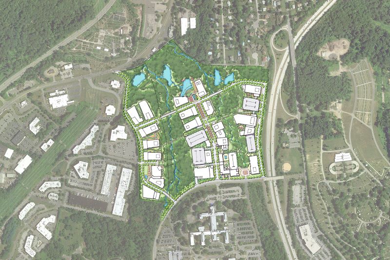 Illustration of the North 80 science village site plan