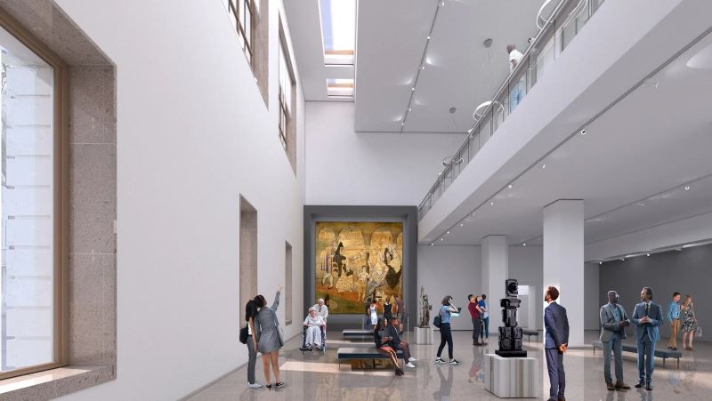 Rendering of the Klingenstein Exhibition Hall at the New York Historical Society