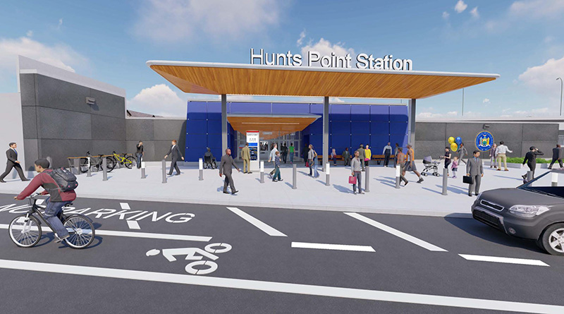 Rendering of the new Hunts Point Metro-North Station in The Bronx