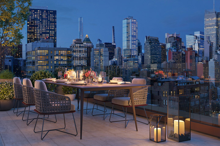 Rooftop dining area at Coterie Hudson Yards