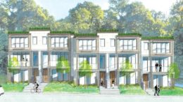 Rendering of three-story townhouses at 1 Warburton Avenue in Hastings-on-Hudson - Sullivan Architecture