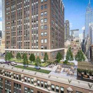 Aerial rendering of the sky garden and terrace at 200 Madison Avenue - Rendering courtesy of Vocon