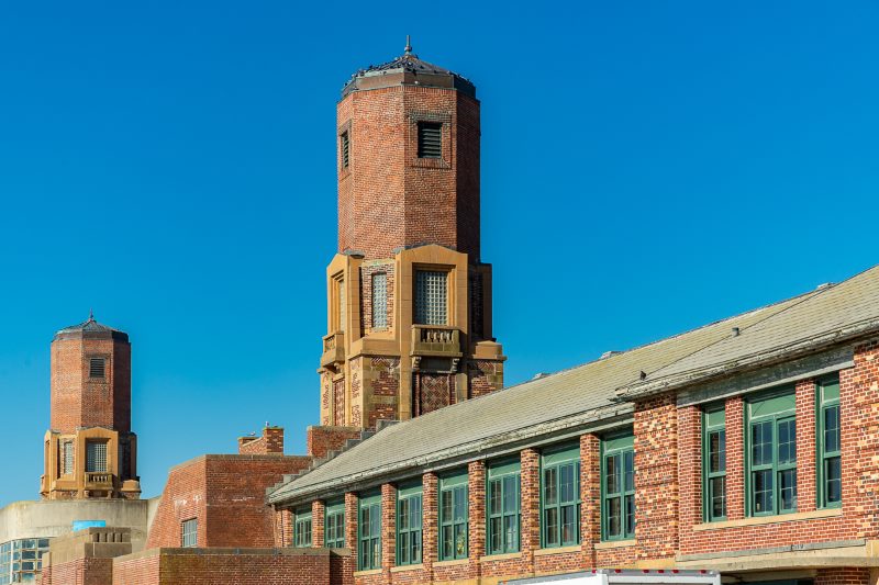 Exterior view of the Jacob Riis Park Bathhouse building towers - Credit Sylvester Zawadzki
