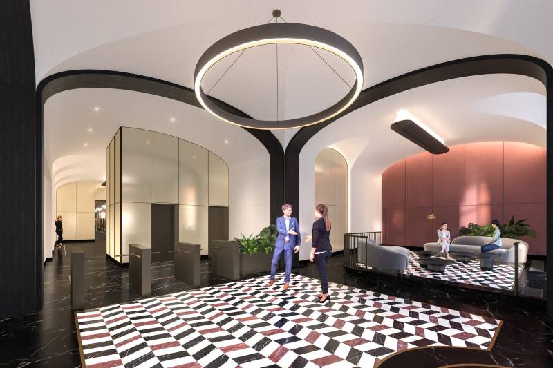 Rendering of the new lobby at 200 Madison Avenue - Rendering courtesy of Vocon