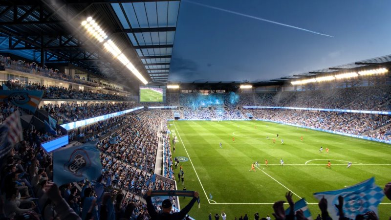 Rendering inside the New York City Football Club soccer stadium in Willets Point, Queens