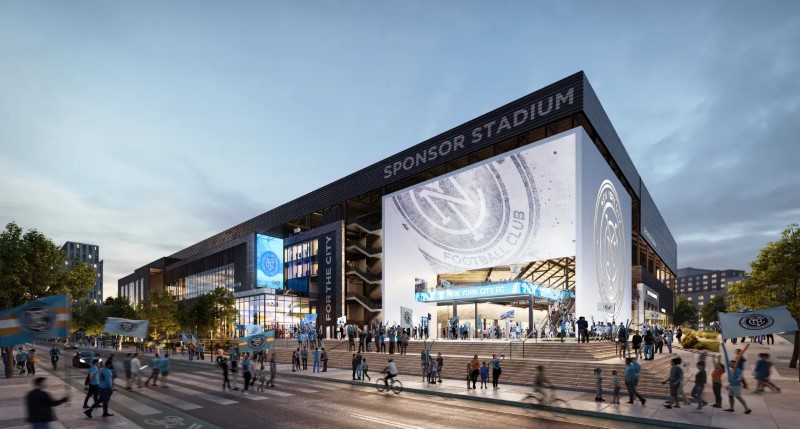 Rendering of the New York City Football Club soccer stadium in Willets Point, Queens