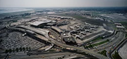 Aerial view of the John F. Kennedy Airport in Queens, New York