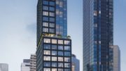 Evening rendering of Opus Point at 23-10 Queens Plaza South - Courtesy of Dynamic Star; Lemay-id