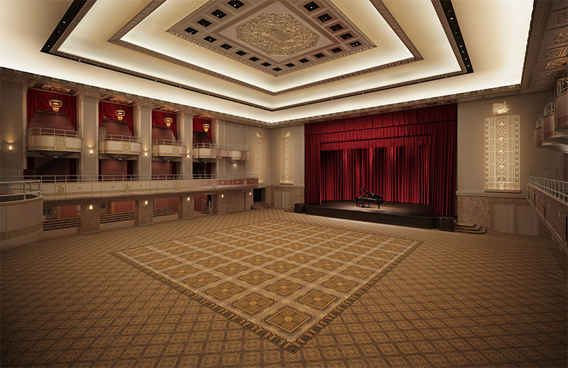 Rendering of approved interior alterations in the Waldorf Astoria grand ballroom - SOM