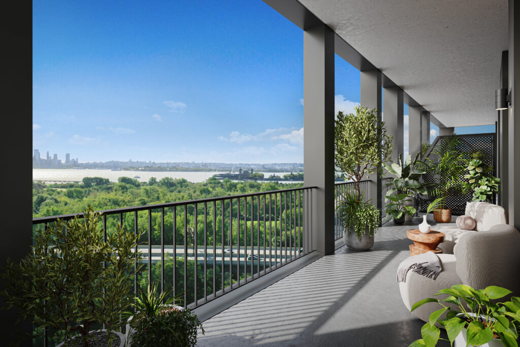 Rendering of private balcony, courtesy of Alpine Residential
