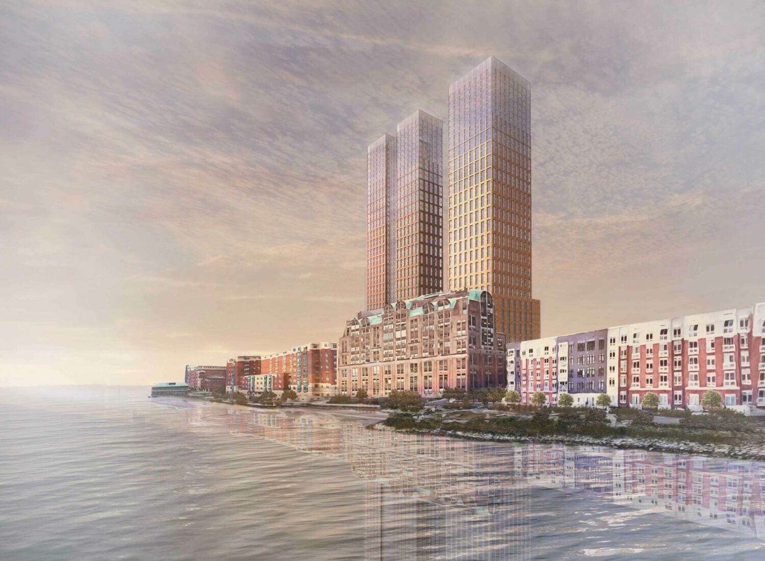 Rendering of Teutonia Hall looking north from Hudson River, by S9 Architecture