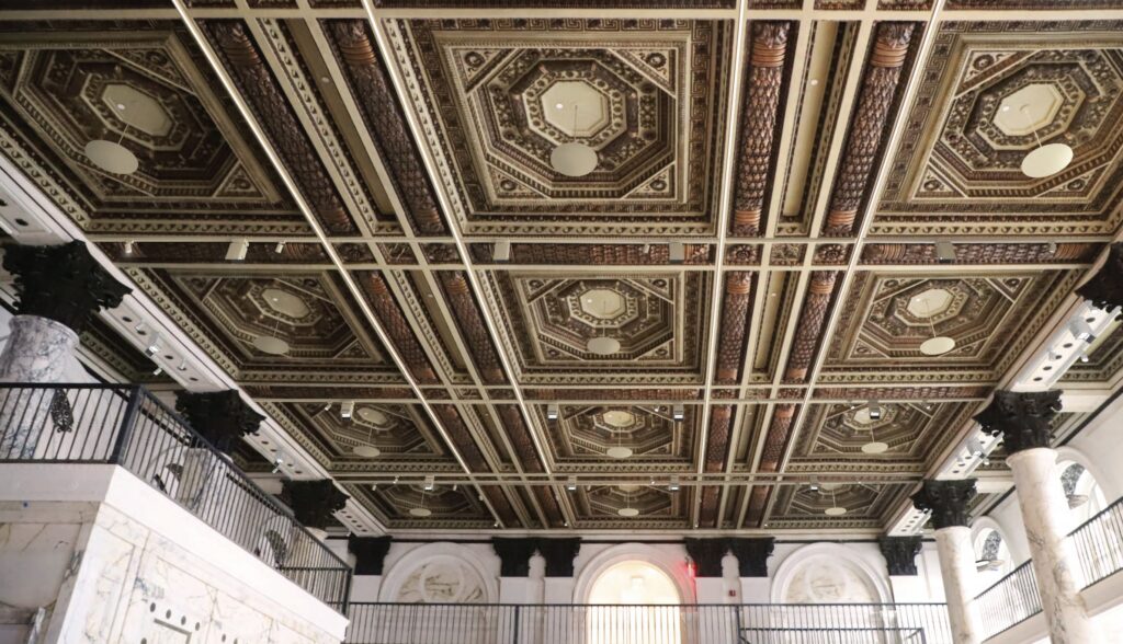 Proposed conditions for bank hall ceiling, via LPC proposal