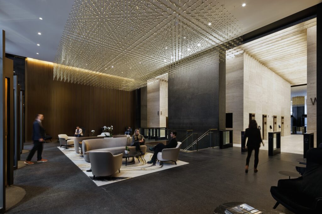 Photograph of new lobby at 51W52, by Colin Miller Photos