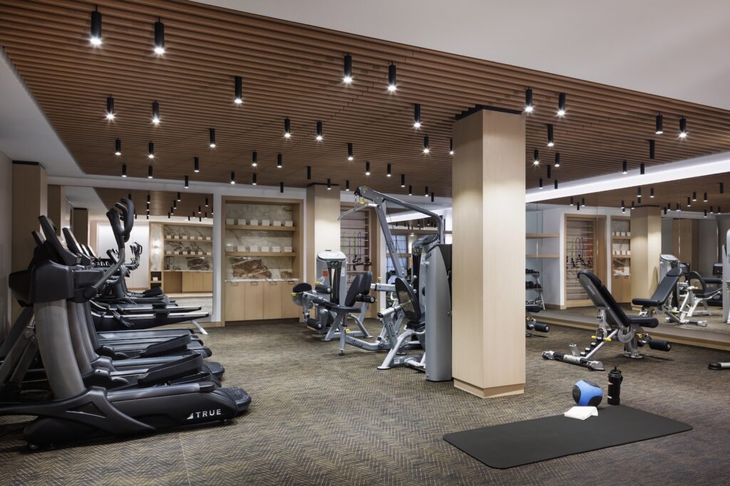Photograph of new fitness center at 51W52, by Colin Miller Photos