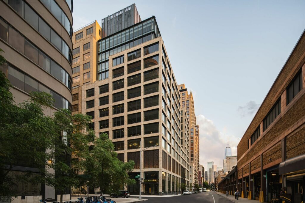 Photograph of 555 Greenwich Street. Designed by COOKFOX Architects