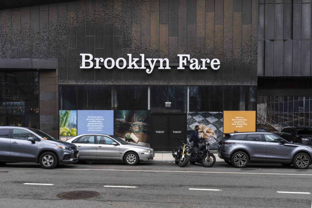 Photograph of new Brooklyn Fare storefront at One Manhattan Square, courtesy of M18 PR