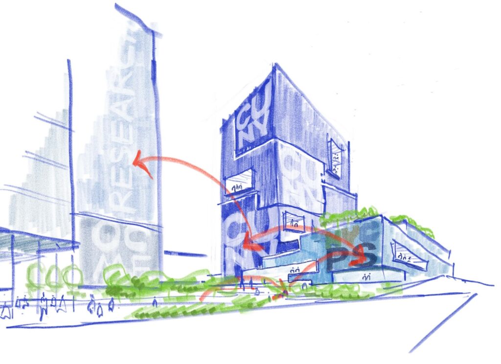 Sketch of SPARC Kips Bay vision, by Ennead Architects and Dattner Architects