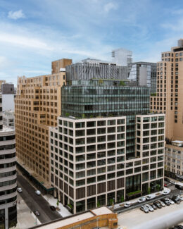 Photograph of 555 Greenwich Street. Designed by COOKFOX Architects