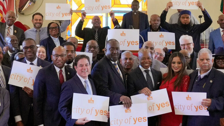 Photograph from 'City of Yes' affordable housing announcement, via nyc.gov