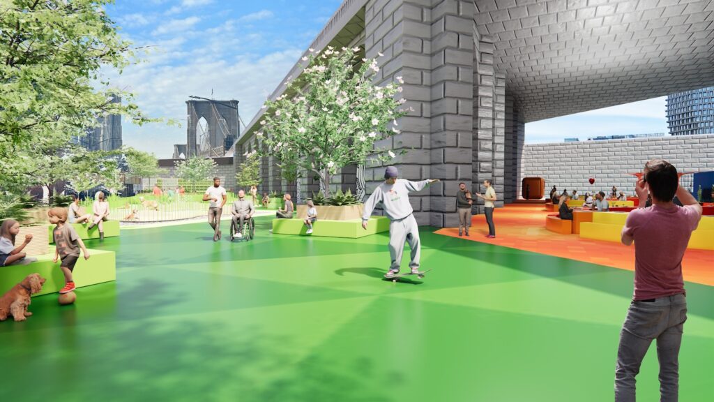 Rendering of Brooklyn Anchorage Plaza revitalization, via BerlinRosen