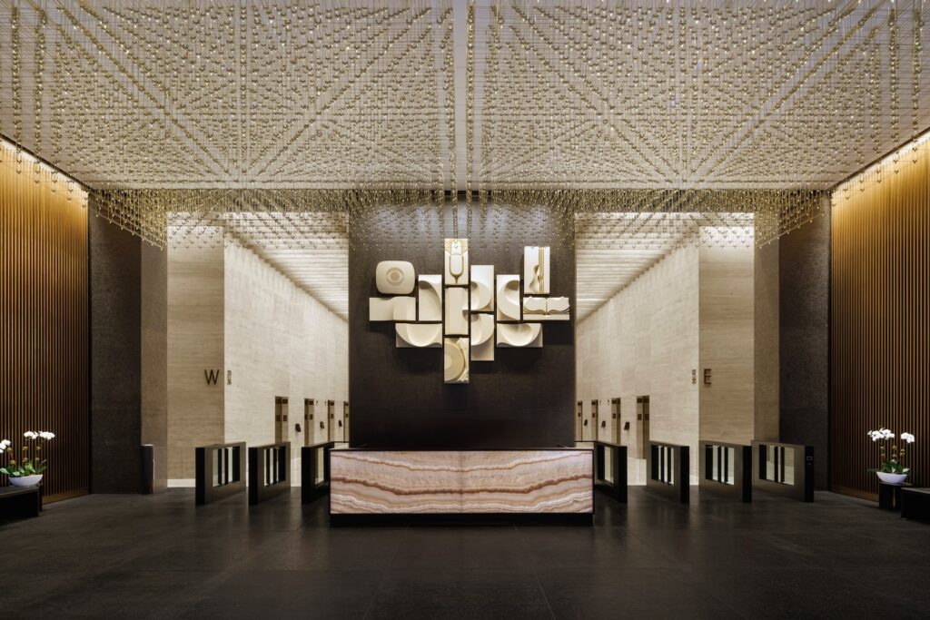 Photograph of new lobby at 51W52, by Colin Miller Photos