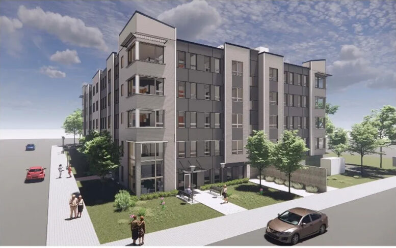 Rendering of La Mora Senior Apartments. Designed by Perkins Eastman