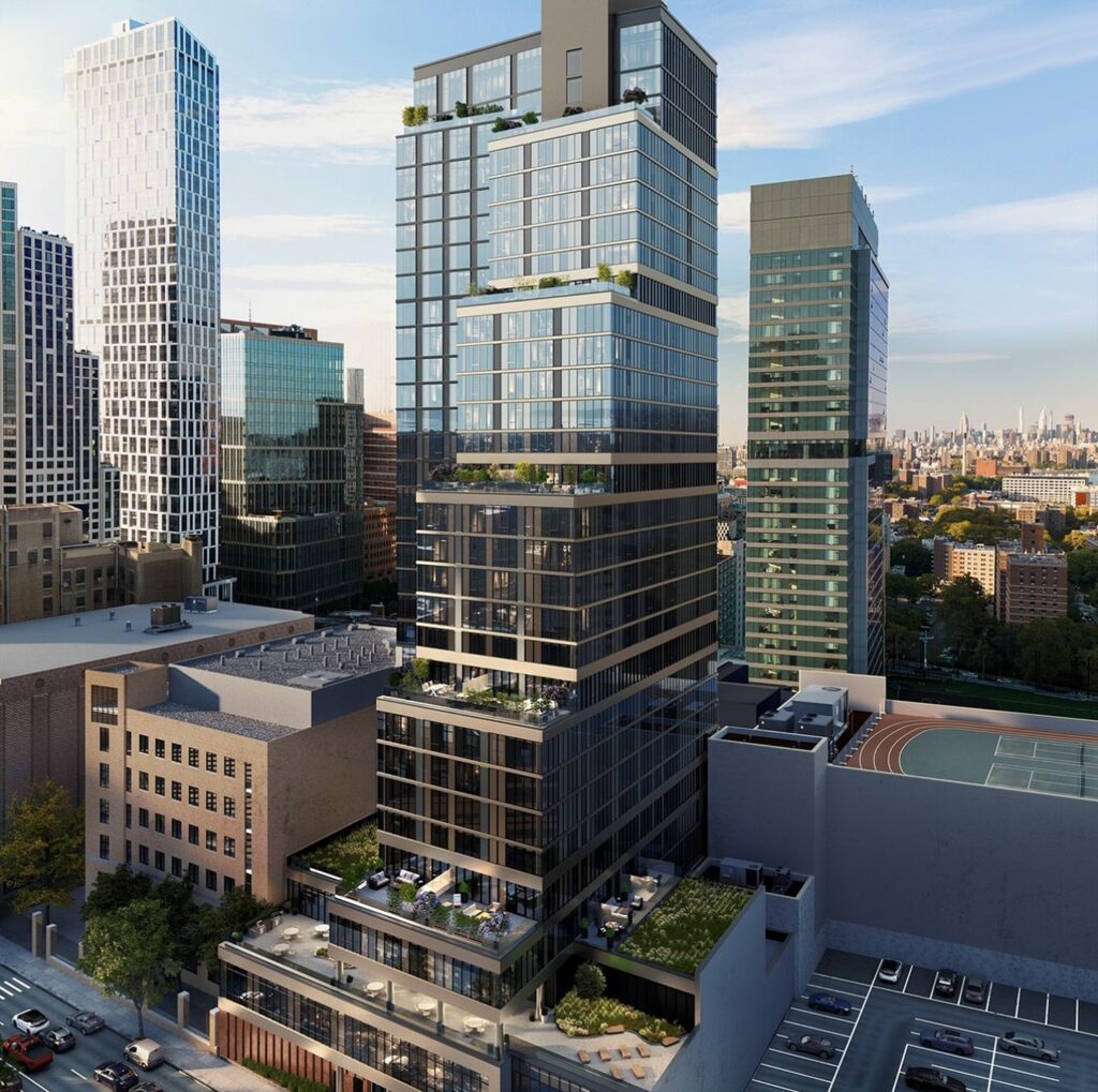 Rendering of 89 Dekalb Avenue. Designed by Perkins Eastman