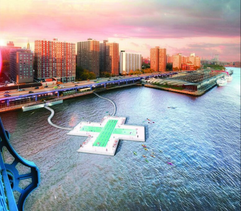 Rendering of proposed + POOL in the East River, via pluspool.com