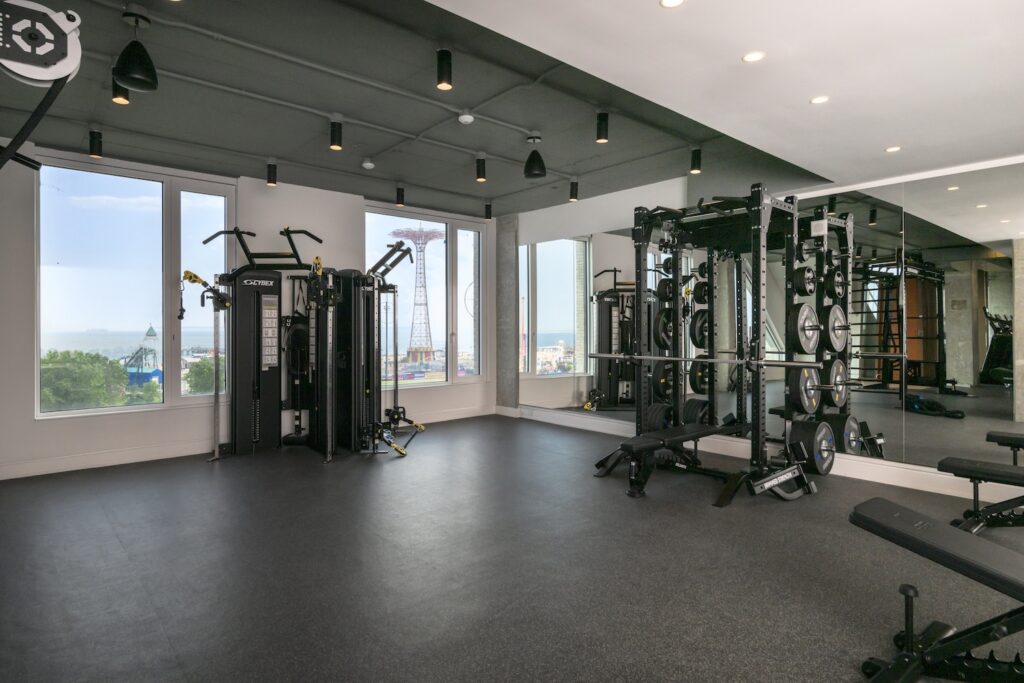 Photograph of fitness center at 1515 Surf Avenue, courtesy of LCOR