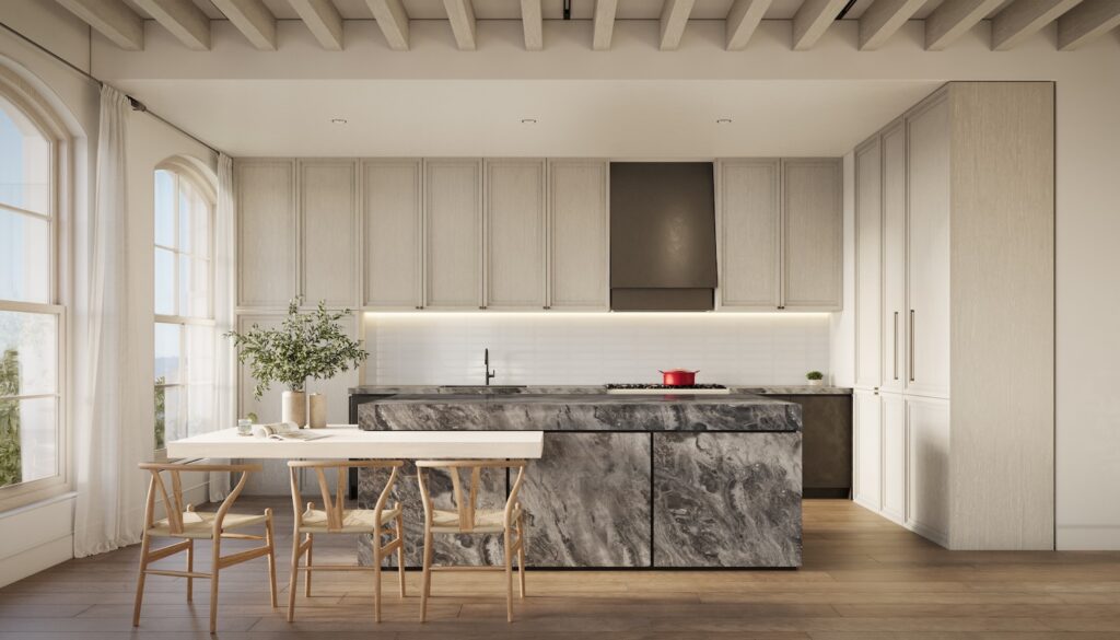 Rendering of kitchen at 62 Reade Street, courtesy of ODA