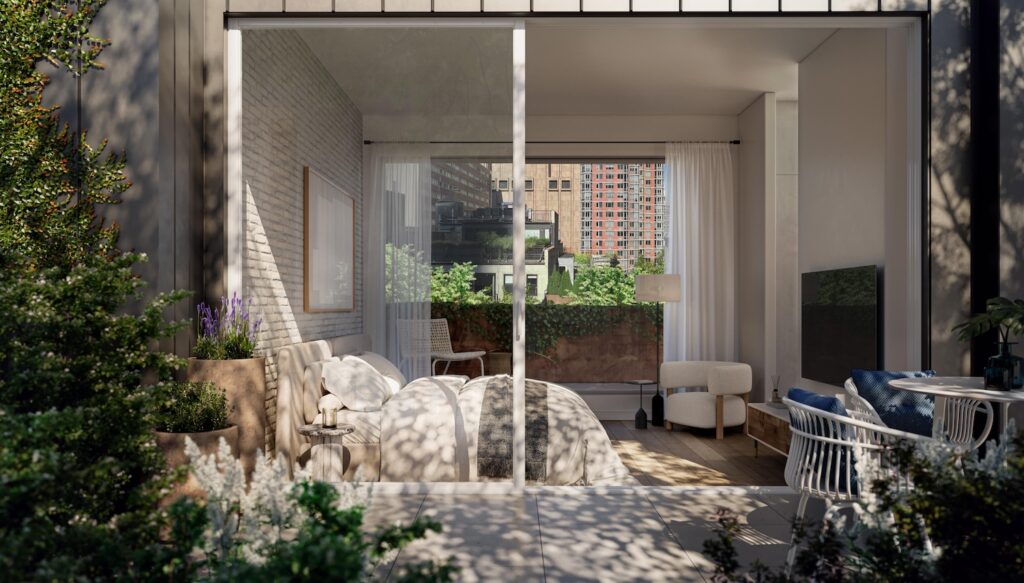 Rendering of bedroom at 62 Reade Street, courtesy of ODA