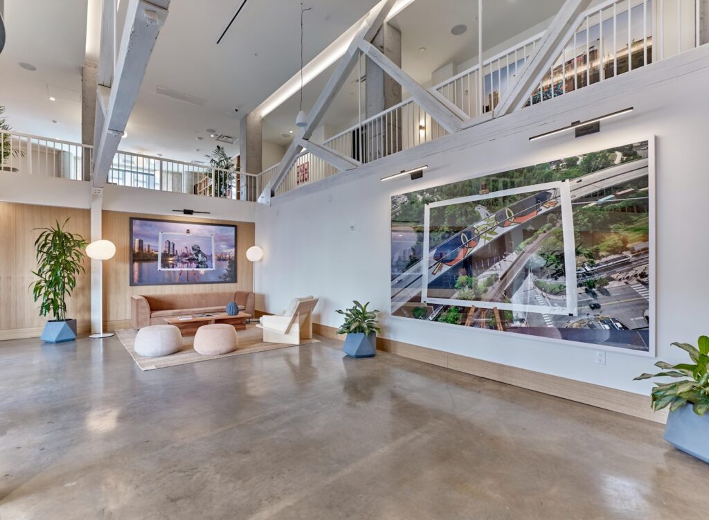 Photograph of lobby at 66 Monitor Street. Designed by GRT Architects