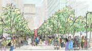 Concept sketch for a reimagined Park Avenue with wider median. Credit: New York City Department of Transportation